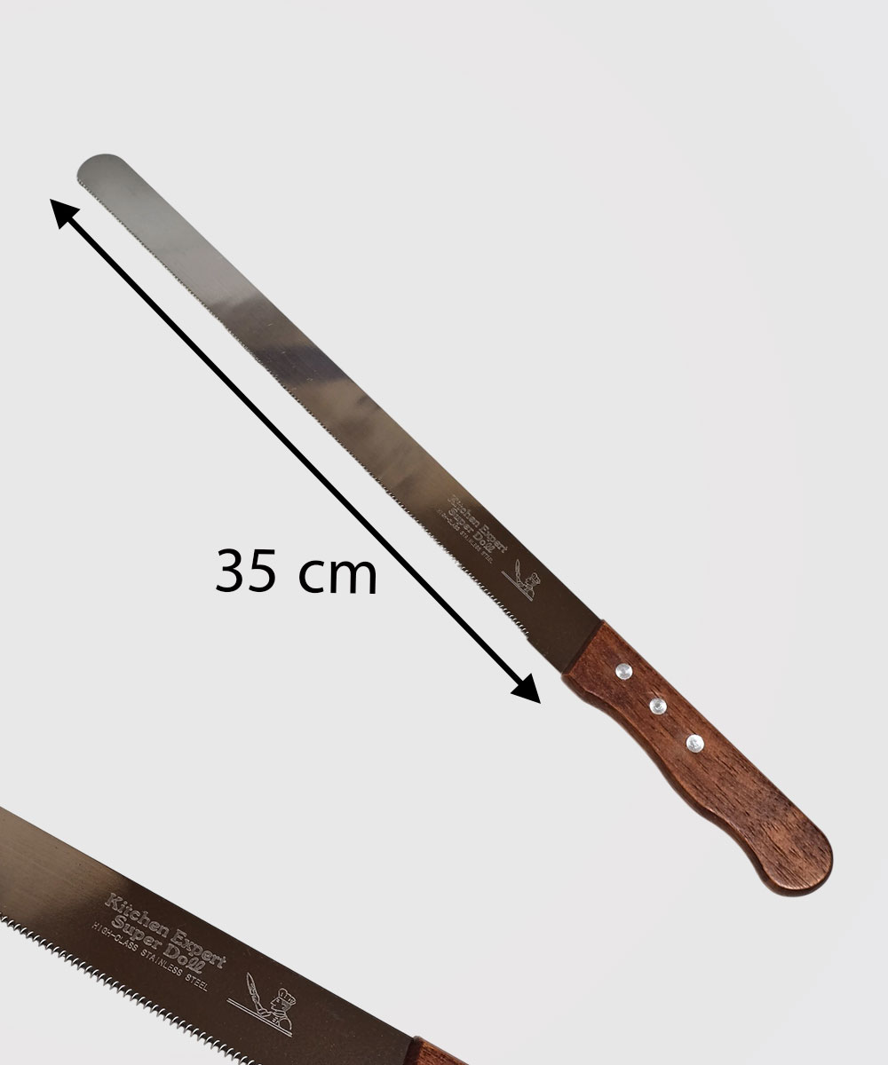 چاقو دسته چوبی دندانه ریز 35 سانت چاقو دسته چوبی دندانه ریز 35 سانت