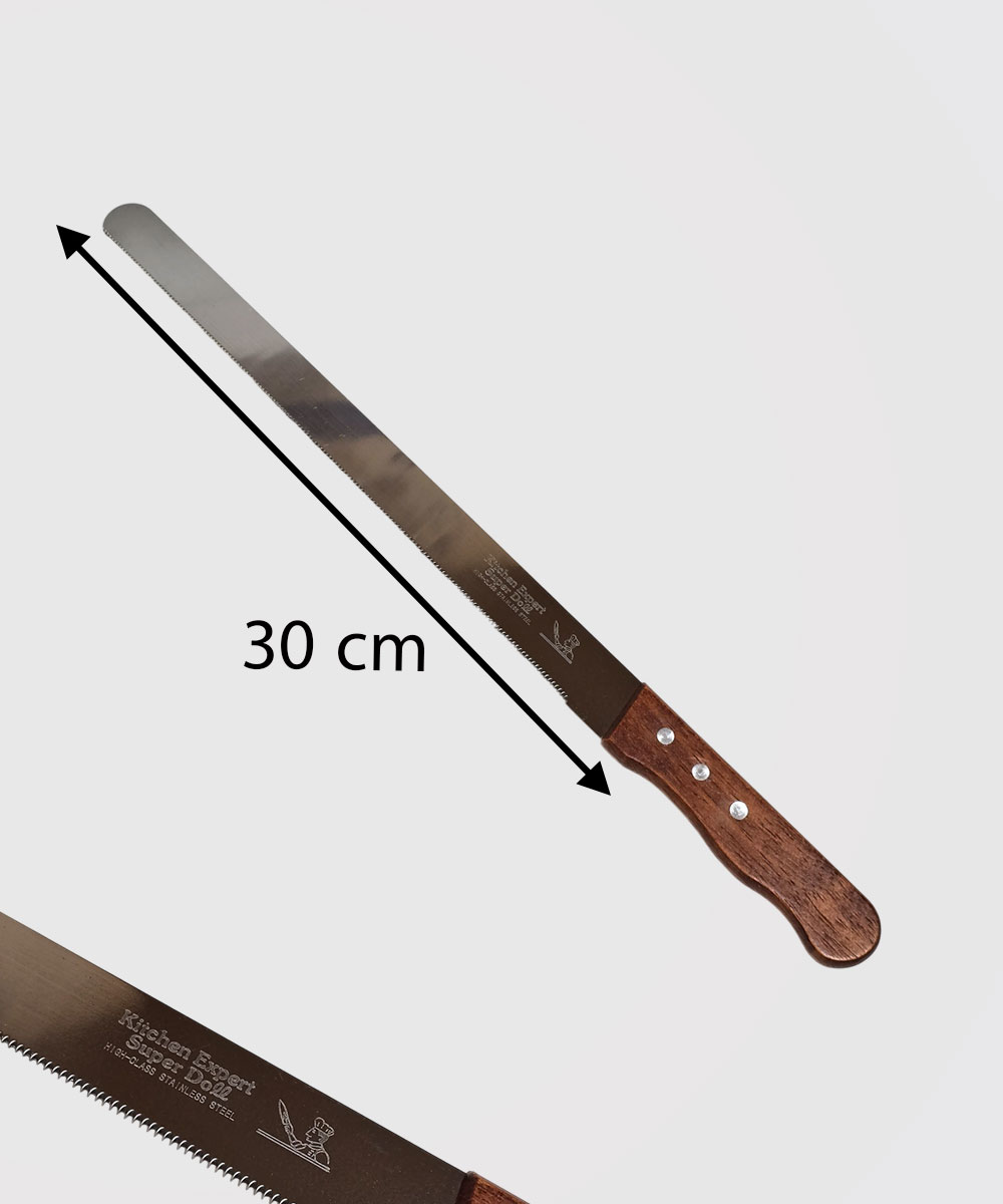 چاقو دنده ریز 30 سانت دسته چوبی چاقو دنده ریز 30 سانت دسته چوبی